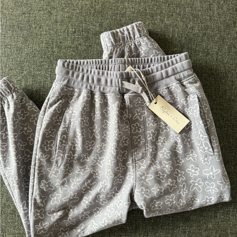 Rylee + Cru Gray Floral Kids Sweatpants